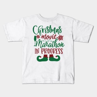 Christmas Movie Marathon In Progress Kids T-Shirt